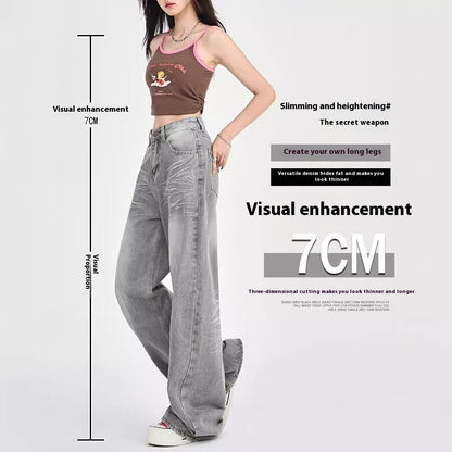 Autumn Retro Loose Low Waist Straight Jeans For Women