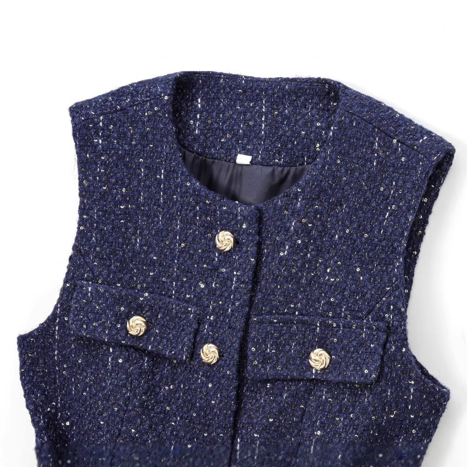 With Belt Beads Decoration All-matching Comfortable Texture Vest