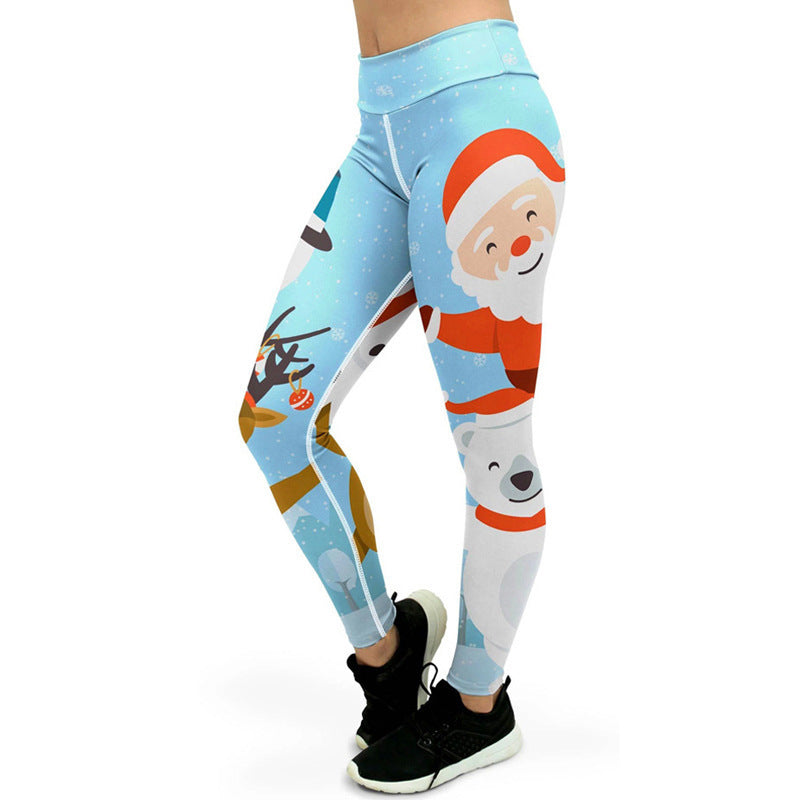 Christmas Printed Sports Hip Raise High Waist Leggings