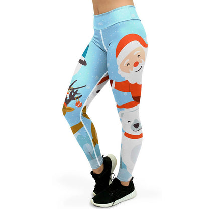 Christmas Printed Sports Hip Raise High Waist Leggings