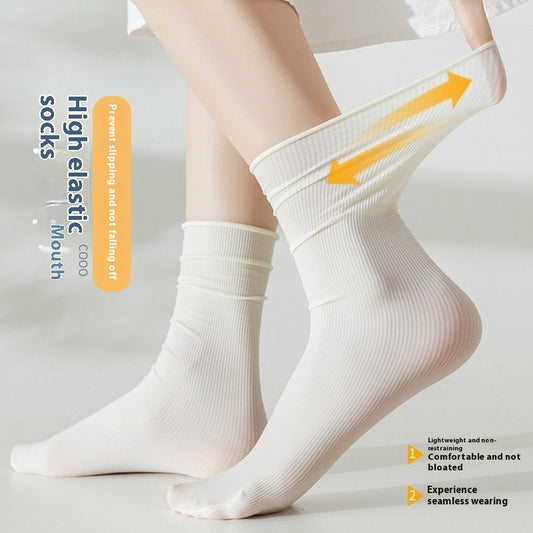 Bunching Socks Women's Springsummer Thin Solid Color