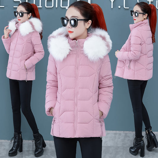 Women's Short Detachable Large Fur Collar Cotton Coat