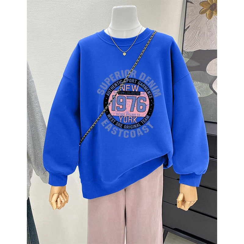 Lockerer Retro-Hoodie mit Rundhalsausschnitt für Damen