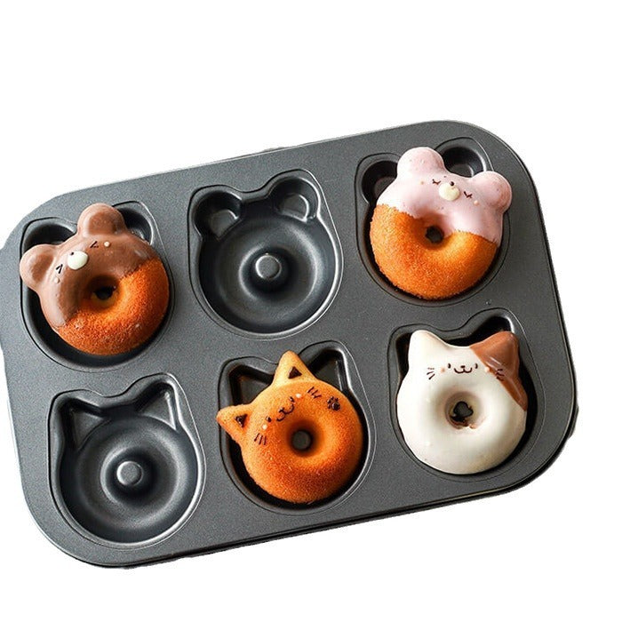 Cotton Mold Cat And Bear Donut Baking Tray Cartoon Animal Non-stick Bakeware Cake Baking Mold Oven Special Use