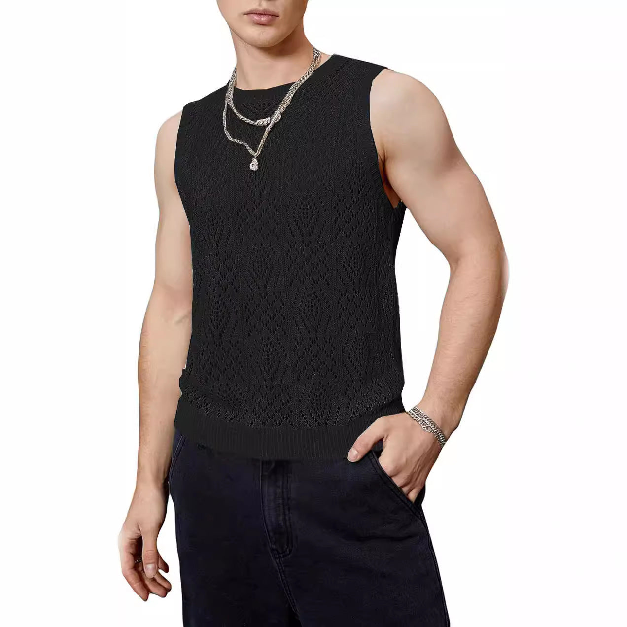 Men's Knitted Hollow Breathable Vest