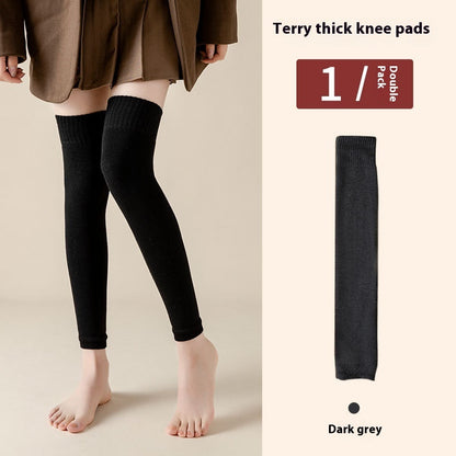 Fleece-lined Extra Thick Fluffy Loop Long Knee Pad Foot Sock