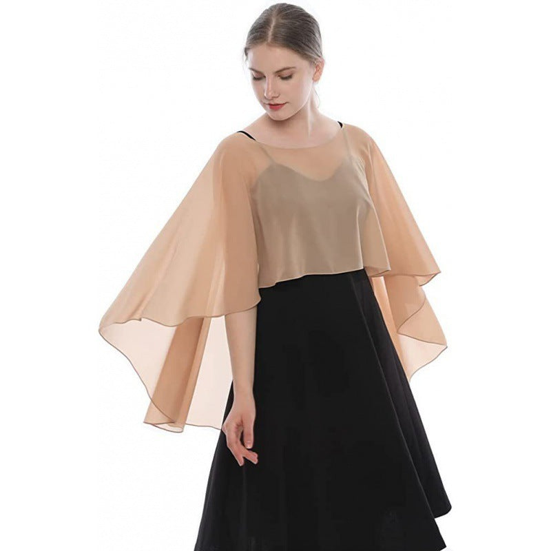 Einfarbiger, dünner, atmungsaktiver Chiffon-Sonnenschutzschal für Damen