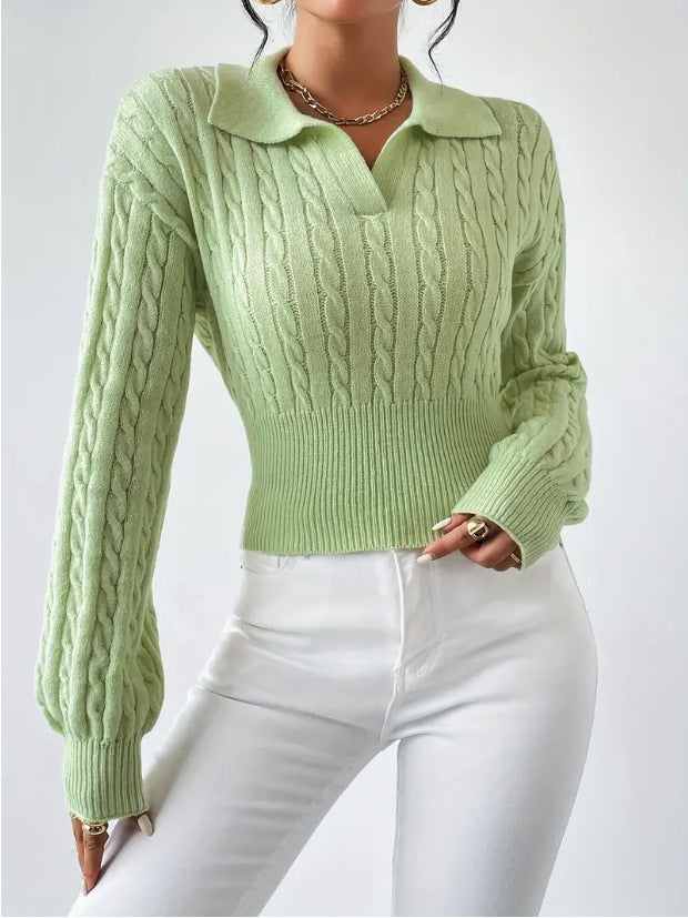 Women's Sweater Fashion Solid Color And V-neck