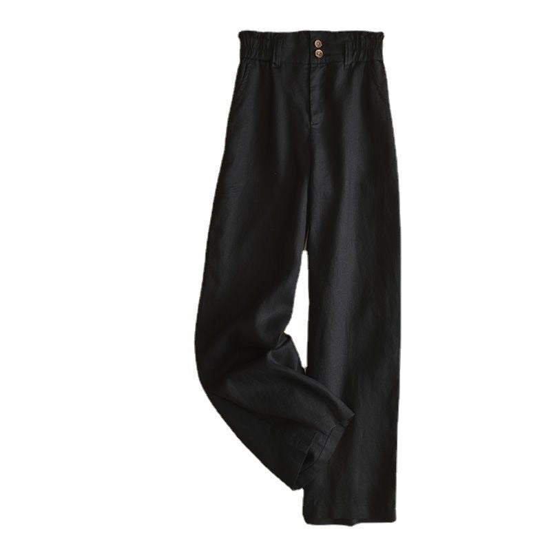 Linen Wide-leg Pants Female High Waist Drooping