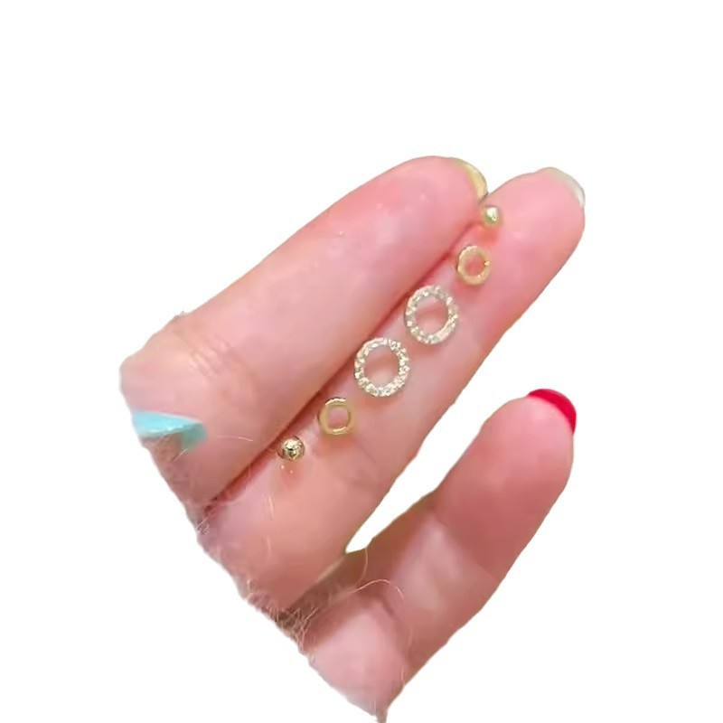 Simple Delicate Earrings Small Circle Six-piece Set