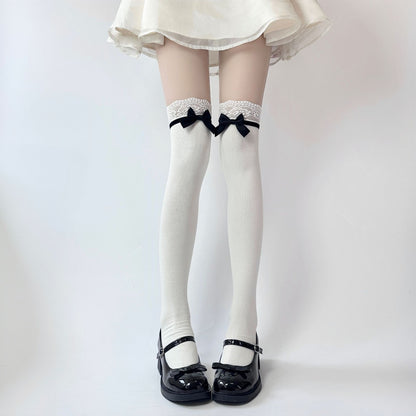 Sosete japoneze Jk Bowknot Sweet Lace Lolita Mijlocul gambei