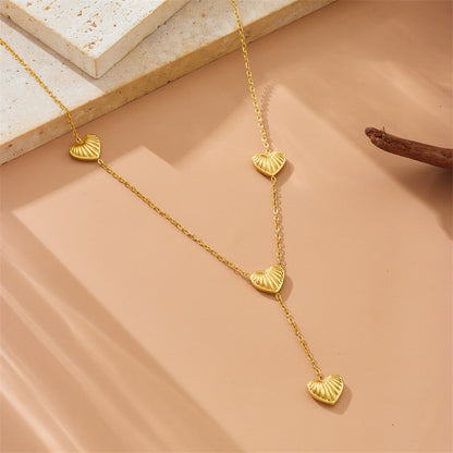 Fashion Simple Striped Heart Tassel Necklace