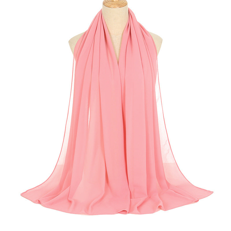 Pearl Chiffon Bubble Women's Solid Color Rectangular Scarf