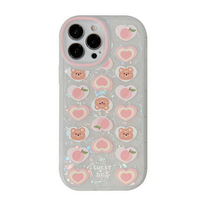 Peach Love Bear Handyhülle mit Perlenkette