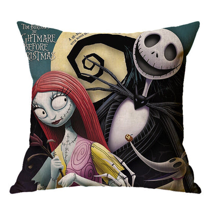 Linen Skull Halloween Pillow Cover