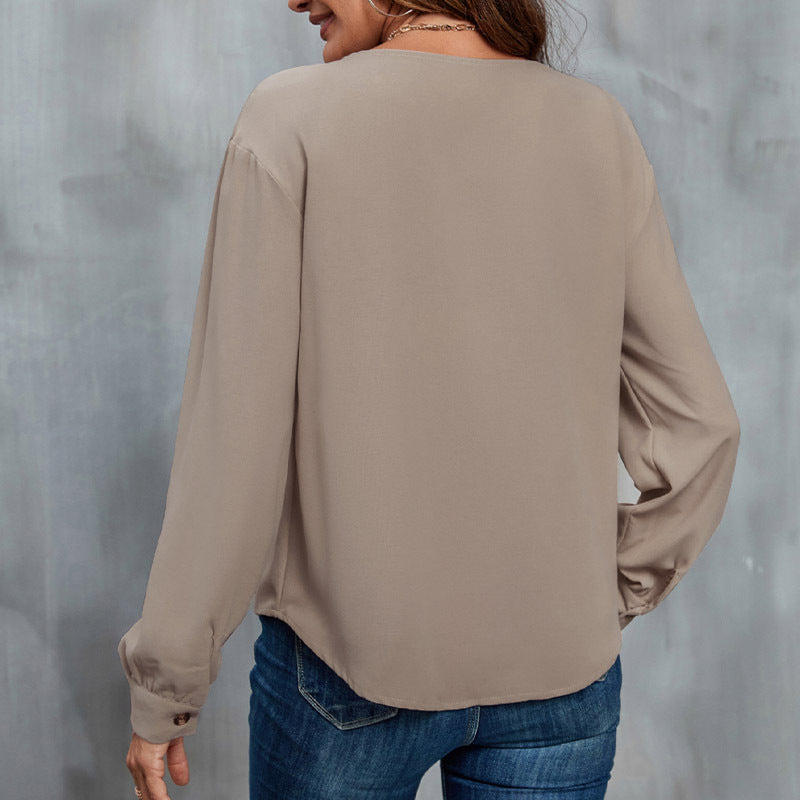 Women's Design Sense Lapel Long Sleeve Shirt