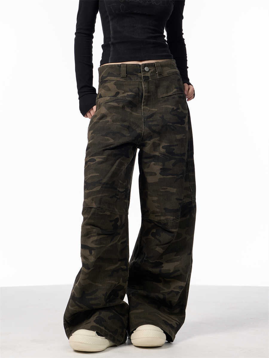 Workwear Camouflage Jeans Women's High Waist Exercise Casual Pants