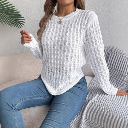 Twist Lantern Sleeve Irregular Pullover Women's Sweater