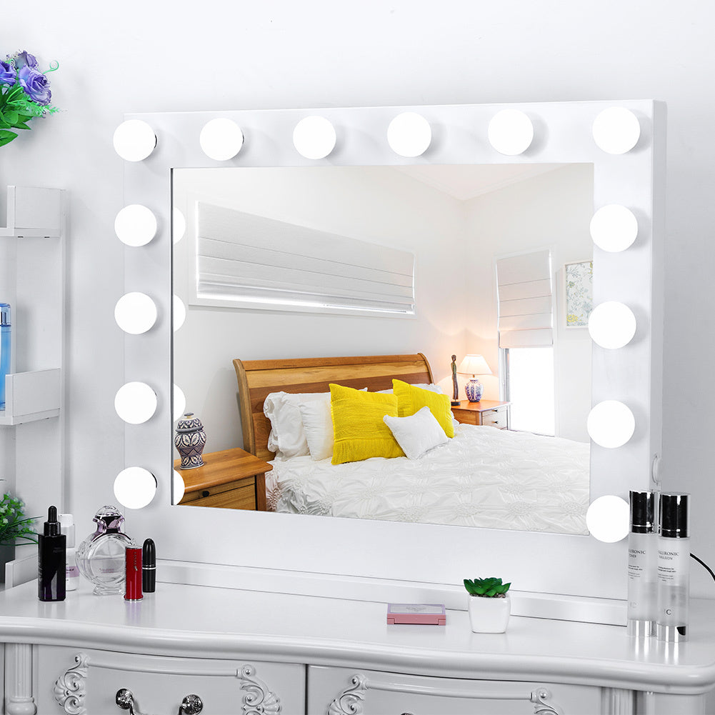 Makeup Mirror With Lamp White -14 Lamp 80x67cm