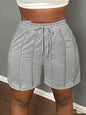 Women's Summer Solid Color Casual Drawstring Shorts