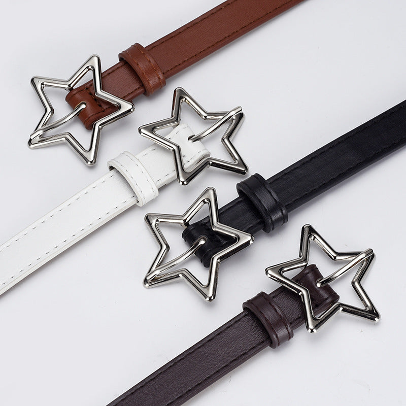 Children's Five-pointed Star Alloy Buckle Women's Belt Full Hole Dress Jeans Belt Female