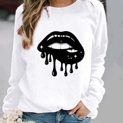 Women's Minimalist Round Neck Casual Printed Sweatshirt