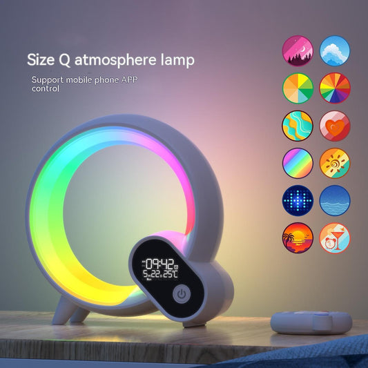 Creative Q Light Afișaj digital Analog Răsărit Ceas cu alarmă Audio Bluetooth Trezire inteligentă Q Lumină atmosferică colorată