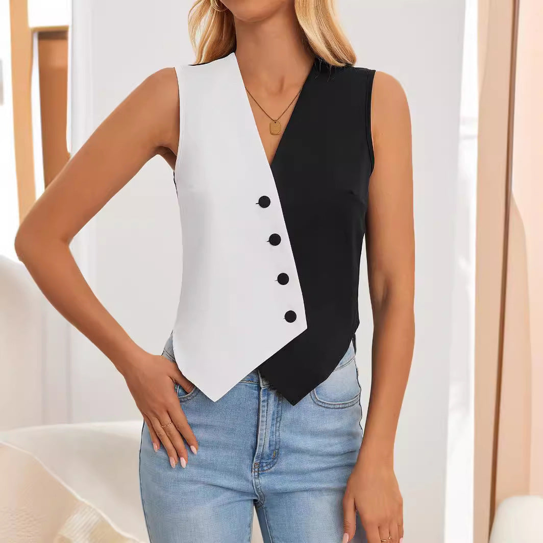 V-neck Short Suit Waistcoat Vest