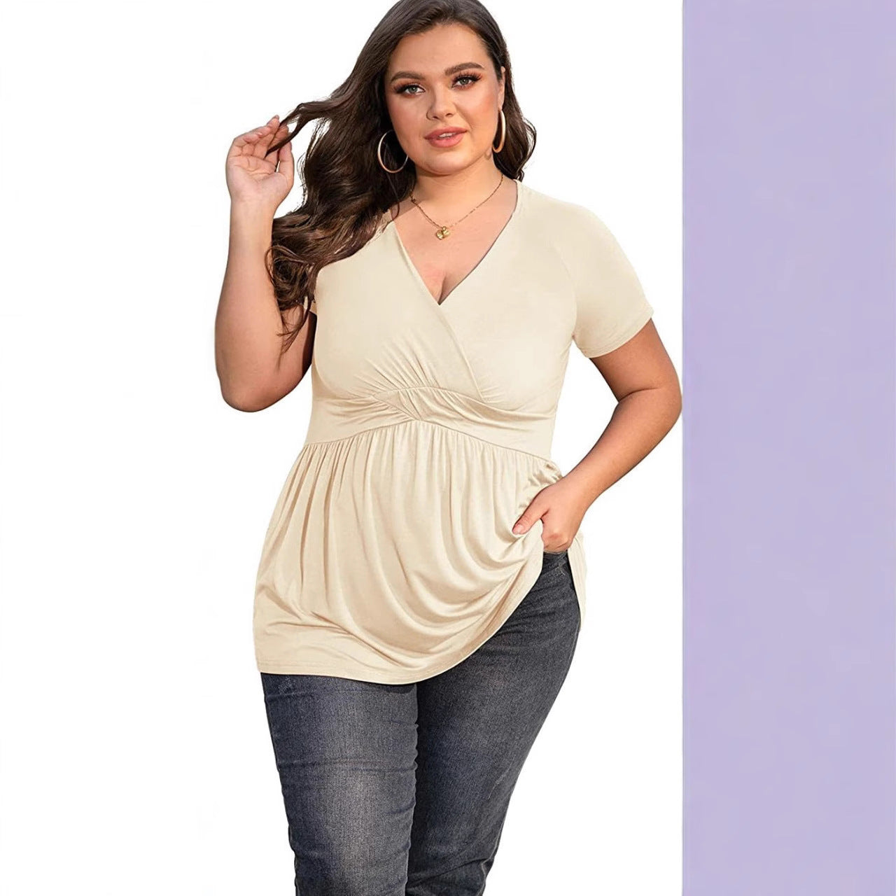 Women's Plus Size T-shirt V-neck Top