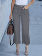 Slimming And Wide Leg Straight-leg Pants Washed Jeans Cropped Pants