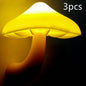 LED Night Light Mushroom Wall Socket Lamp EU US Plug Warm White Light-control Sensor Bedroom Light Home Decoration