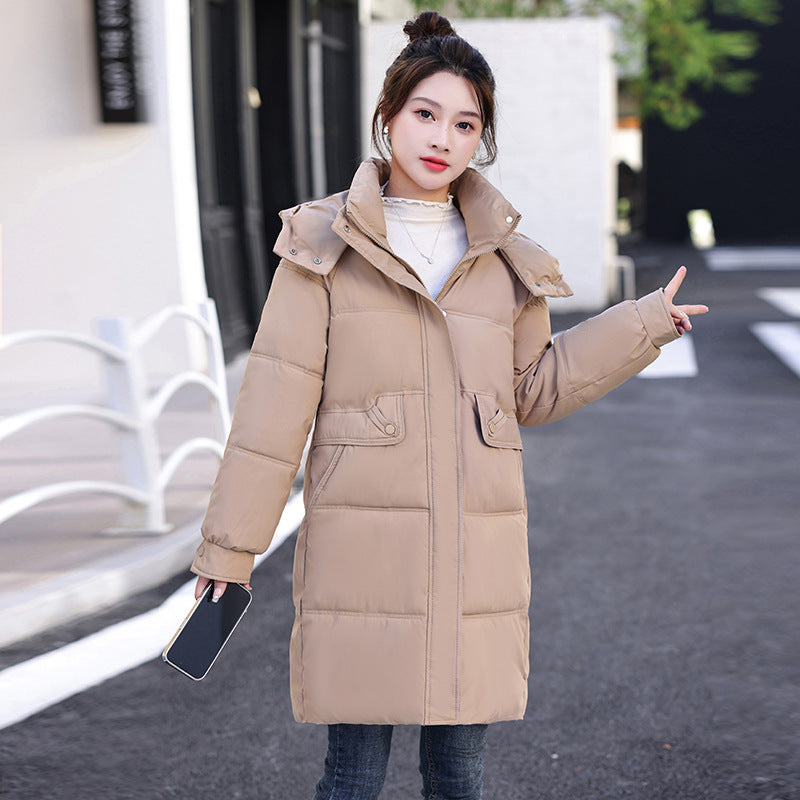 Mid-length Fashion Cotton-padded Jacket Simple