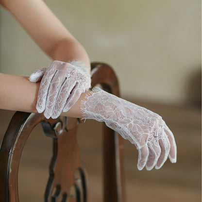 New Super Fairy White Lace Tulle Bride Photo Gloves